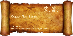 Kopp Mariann névjegykártya
